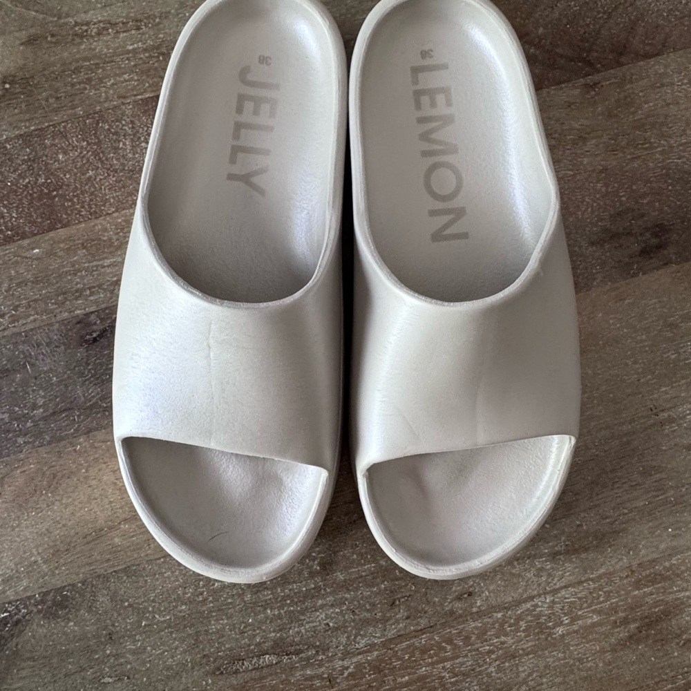 White Slide Sandals